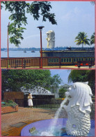 Singapore MERLION Entrance Of Singapore River, Vintage +/- 1980 CPSM_LH-076+084 LIAN HONG STATIONERY(PTE)LTD_cpc - Singapur