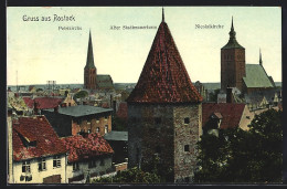 AK Rostock, Panorama Mit Petrikirche, Altem Stadtturm Und Nicolaikirche  - Rostock