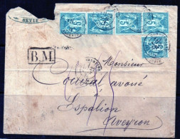 SAGE N° 64 X 5 (BM) Constantine Algérie Pour L'Aveyron - 1849-1876: Periodo Clásico