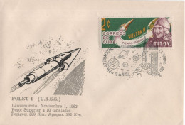 Cuba 1967 Space Rocket Missile Cosmos Titov Cosmonaut Astronaut Cosmonauta Satellite Espacio USSR, Canceled In Habana - FDC