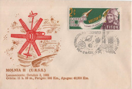 Cuba 1967 Space Rocket Missile Cosmos Titov Cosmonaut Astronaut Cosmonauta Satellite Espacio USSR, Canceled In Habana - FDC