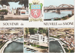 NEUVILLE-sur-SAÔNE (69) Carte Multivues - Blason En 1964  CPSM GF - Neuville Sur Saone