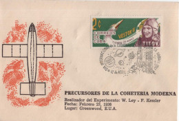 Cuba 1967 Space Rocket Missile Cosmos Titov Cosmonaut Astronaut Cosmonauta Satellite Espacio USSR, Canceled In Habana - FDC