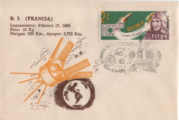 Cuba 1967 Space Rocket Missile Cosmos Titov Cosmonaut Astronaut Cosmonauta Satellite USSR France, Canceled In Habana - FDC