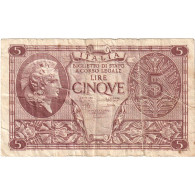 Italie, 5 Lire, KM:31b, TB - Regno D'Italia – 5 Lire