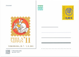 CDV 196 Slovakia Philanippon Yokohama 2011 Donkey Rabbit - Briefmarkenausstellungen
