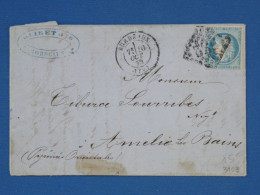 DP1 FRANCE LETTRE  1873 BORDEAUX  A AMELIE LES BAINS  + N° 60 +AFF. INTERESSANT+++ - 1849-1876: Période Classique