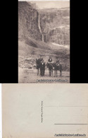 Gavarnie Touristengruppe Mit Eseln Vor Felsenwand Und Wasserfall Pyrenäen 1918 - Andere & Zonder Classificatie