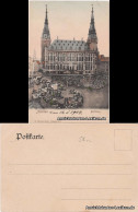 Ansichtskarte Aachen Markttreiben Vor Dem Rathaus 1909  - Aachen