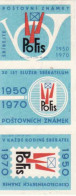 Czech Republic, 3 Matchbox Labels, Pofis - 20 Years 1950 - 1970, Service To Collectors Of Postage Stamps - Zündholzschachteletiketten