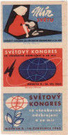 Czech Republic, 3 Matchbox Labels, Moscow 1962 - World Congress For Disarmament - Matchbox Labels