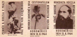 Czech Republic, 3 Matchbox Labels 1964, Benedikt Roezl - 140th Anniversary Of Birth - Horomerice, Botanist, Traveler - Luciferdozen - Etiketten