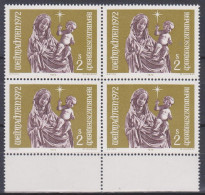 1972 , Mi 1405 ** (3) -  4er Block Postfrisch - Weihnachten - Covers & Documents