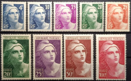 FRANCE Yv N°725 à 733 Marianne De Gandon (9 Valeurs) Neuf** MNH - 1945-54 Maríanne De Gandon