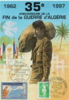 MILITARIA-Carte Postale 35è Anniversaire Du Cessez Le Feu En Algérie-Hommage Aux Combattants Français En Afrique Du Nord - Otras Guerras