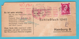 BELGIUM Censored Confirmation Of Receipt Of A Parcel 1943 Bruxelles To Hamburg, Germany - Guerre 40-45 (Lettres & Documents)