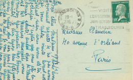 Tarifs Postaux France Du 14-07-1922 (03) Pasteur N° 170 10 C. CPO Flamme Flier Strasbourg 2 Expo Pasteur  27-06-1923 - 1922-26 Pasteur