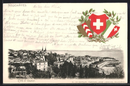 Präge-AK Neuchatel, Panorama Und Wappen  - Other & Unclassified