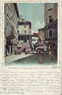 Lugano, Via Nassa E Piazza Commercio, Scatto Animato, A Colori,  Viaggiata 1901 - Lugano