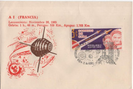 Cuba 1967 Space Rocket Cosmos Nikolayev Popovich Cosmonaut Astronaut Cosmonauta Satellite USSR France Canceled In Habana - FDC