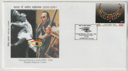 Indien India 26.3.2001 SST, German Festival In India, Deutsche Festpiele. 3 Rps. Gems, Special Cover, 3 Scans - FDC