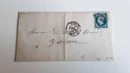 Timbre  14h Sur Lettre  02/01/1857 De Romans Pour Valence - 1849-1876: Classic Period