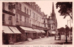 86 - Vienne -  CHATELLERAULT -  Boulevard Blossac Et Eglise Saint Jean Baptiste - Café Du Globe - Chatellerault