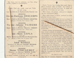 Oorlogsslachtoffer : 1943, Descamps, Vlieghe, Lepla, Bohez, Vercaemst, Kortrijk, - Devotion Images