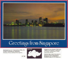 Greetings From Singapore, Shenton Way, Benjamin Sheares Bridg , Vintage Old +/-1980 Popu 2.5 Million_A&T N°AT 86_UNC_cpc - Singapore