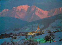 74 - Combloux - Coucher De Soleil Sur Le Mont Blanc - Le Village De Combloux - Flamme Postale - CPM - Voir Scans Recto-V - Combloux