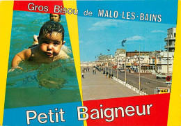 59 - Malo Les Bains - Multivues - Petit Baigneur - Enfants - Automobiles - Flamme Postale De Dunkerque - CPM - Voir Scan - Malo Les Bains