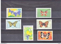 ANDORRE 1993-1995 PAPILLONS Yvert 432-433 + 451-452 + 462-463 NEUF** MNH - Neufs