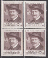 1973 , Mi 1419 ** (1) -  4er Block Postfrisch - 100. Geburtstag Von Leo Slezak - Unused Stamps