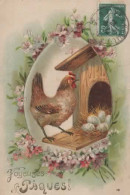 FANTAISIE, JOYEUSES PAQUES, CARTE GAUFFREE, POULE ET OEUFS COULEUR REF 16592 - Easter