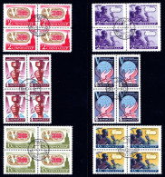 RUSSIE / URSS 1961 - 5ème Congrès Syndicats, Série Complète Blocs De 4 Oblitérés - Gebraucht