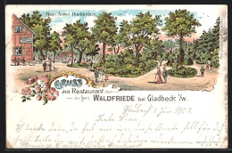 Lithographie Gladbeck I. W., Idyll Am Restaurant Waldfriede  - Gladbeck