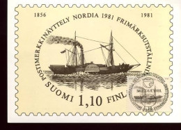 Finland - MK - Stoomboot                                     - Cartes-maximum (CM)