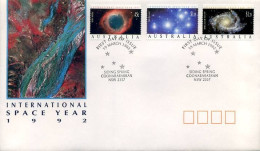 Australië  - FDC -  International Space Year                                   - Omslagen Van Eerste Dagen (FDC)