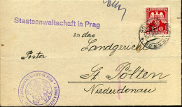 Cover To St. Pölten, Niederdonau - 'Staatsanwaltschaft In Prag ' Böhmen Und Mähren Mi 19 - Dienstzegels