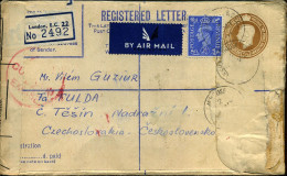 Registered Cover To Czechoslovakia - 'General Post Office - Opened For Customs Examiniation ...' - Cartas & Documentos