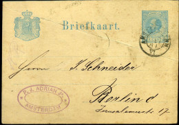 Briefkaart Van Amsterdam Naar Berlijn, Duitsland -- 'P.J. Adrian Jr., Amsterdam' - Covers & Documents