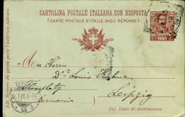 Cartolina Postale Italiana Con Risposta - To Leipzig - Storia Postale