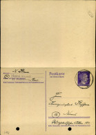 Postcard (with Answer Card) From Haina (Kloster) To Kassel - 6pf Hitler - Otros & Sin Clasificación