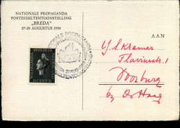 Postkaart - Nationale Propaganda Postzegeltentoonstelling "Breda" 27-28 Augustus 1938 - Cartas & Documentos