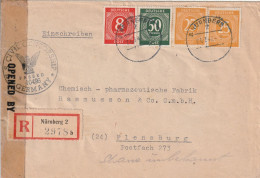 Allemagne Zone AAS Lettre Recommandée Censurée Nürnberg 1947 - Lettres & Documents