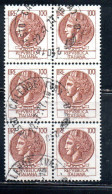 ITALIA REPUBBLICA ITALY REPUBLIC 1968 1976 SIRACUSANA TURRITA STELLE STARS LIRE 100 BLOCCO USATO BLOCK USED OBLITERE' - 1961-70: Usati