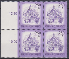 1974 , Mi 1441 ** (4) -  4er Block Postfrisch - Freimarke : Schönes Österreich , Murau , Steiermark - Nuevos