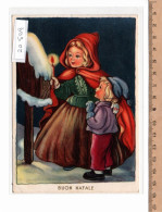 20569  BUON NATALE BAMBINA CON MANTELLA ROSSA BIMBO CANDELA CAPPELLETTA TIMBRO PANETTONE MOTTA 1950 - Other & Unclassified