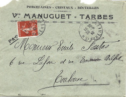 117 --- Lettre 65 TARBES Vve MANUGUET Porcelaines - Cristaux - Bouteilles 1910 - 1900 – 1949