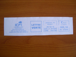 EMA Bleu Sur Fragment  HU 455810 LANGUEDOC  Avec Illustration ICM - EMA (Printer Machine)